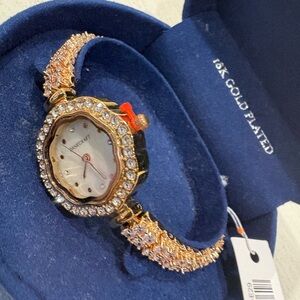 Gold-Tone Crystal Watch